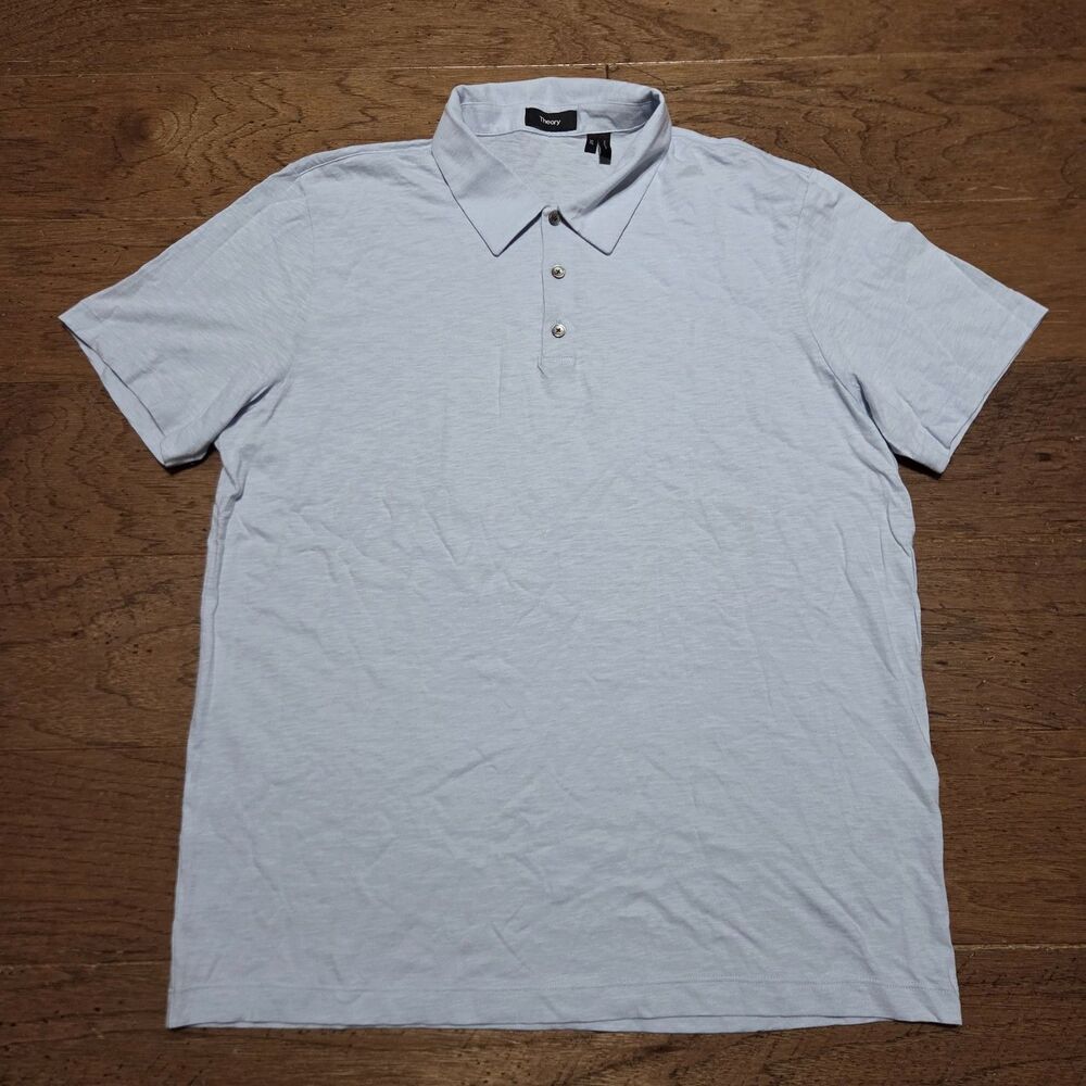 Theory Bron Polo Shirt Men’s XL Blue Short Sleeve Button